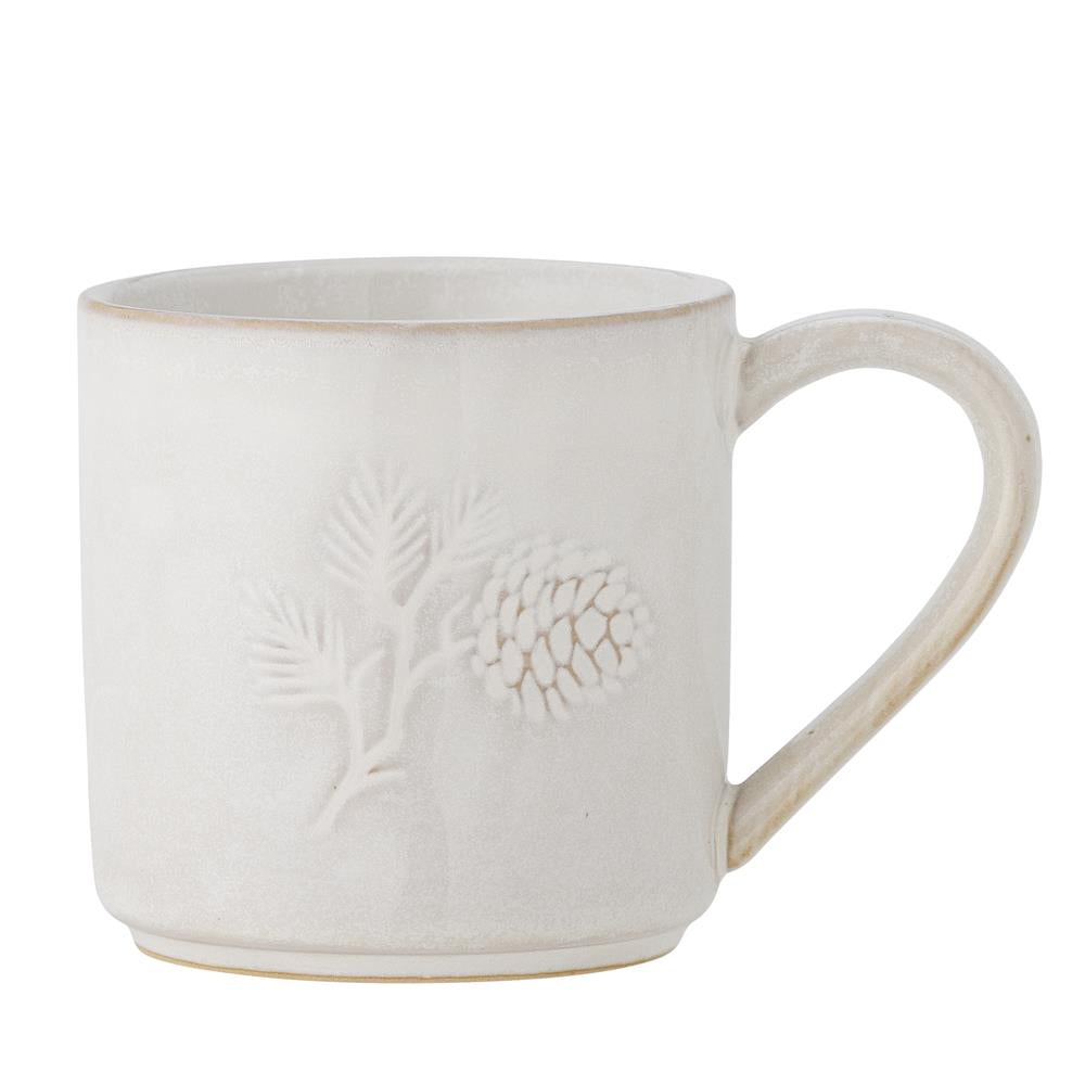 Bloomingville Winter Tasse – mit geprägtem Tannenzapfen-Motiv, Weihnachten, dänisches Design