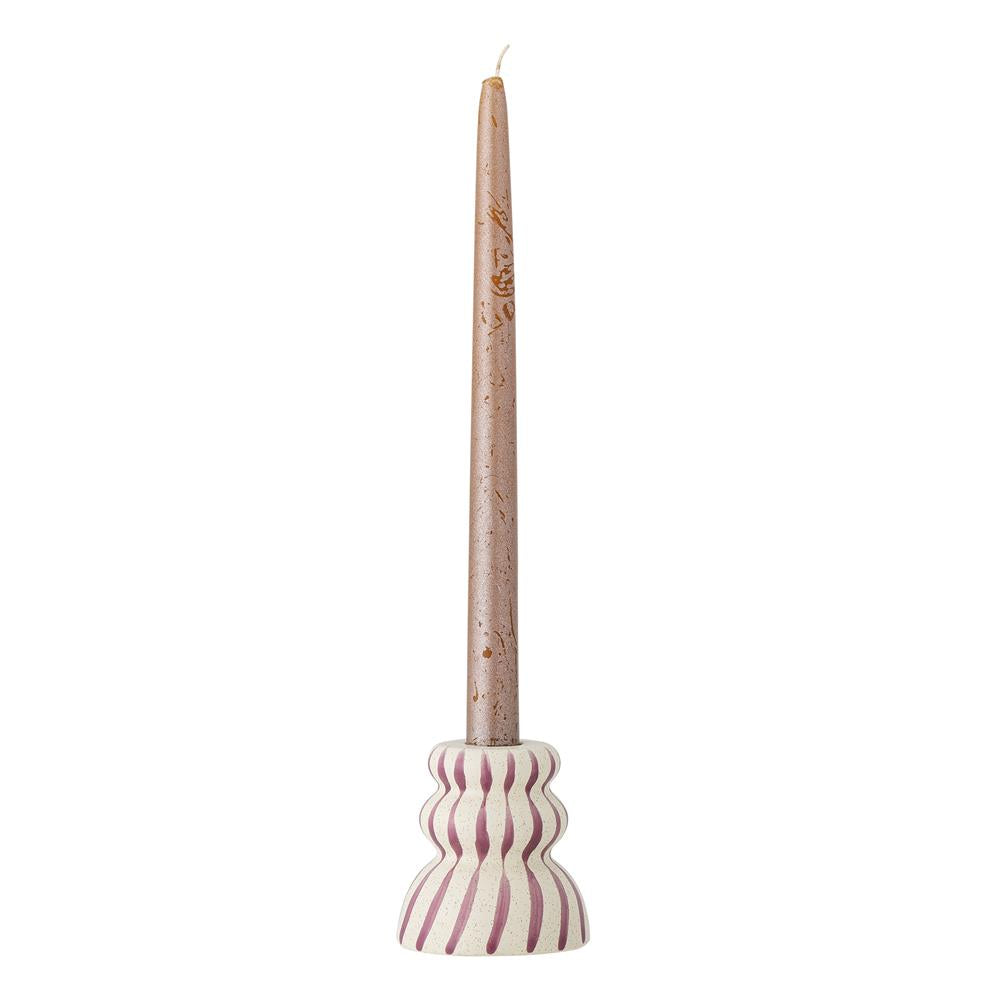 Bloomingville Gabin Kerzenhalter Violett Ø8 cm – Steingut, handbemalt & grafisch