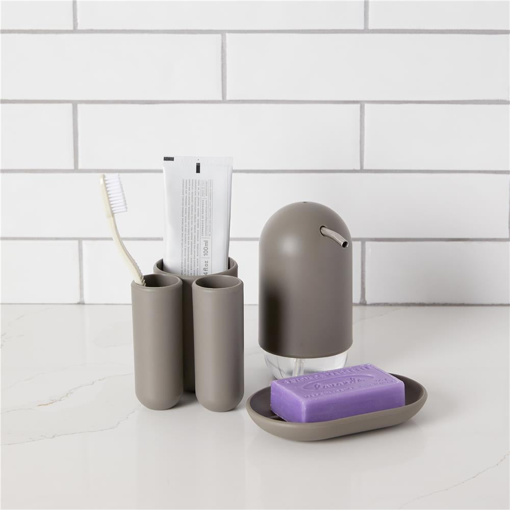Umbra Touch Seifenschale Grau ovale Seifenablage mit Soft Touch Finish für Badezimmer und Küche