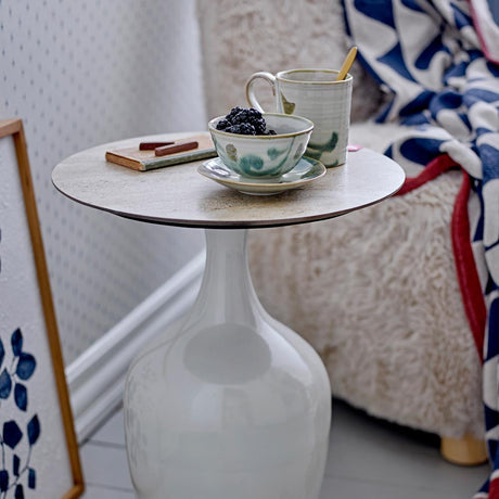 Bloomingville Lecco Beistelltisch natur - Design Couchtisch mit Keramikplatte für Wohnzimmer