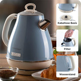 Ariete Vintage Wasserkocher, Blau, 1,7L Edelstahlkessel, 2000W, Elegantes Retro-Design