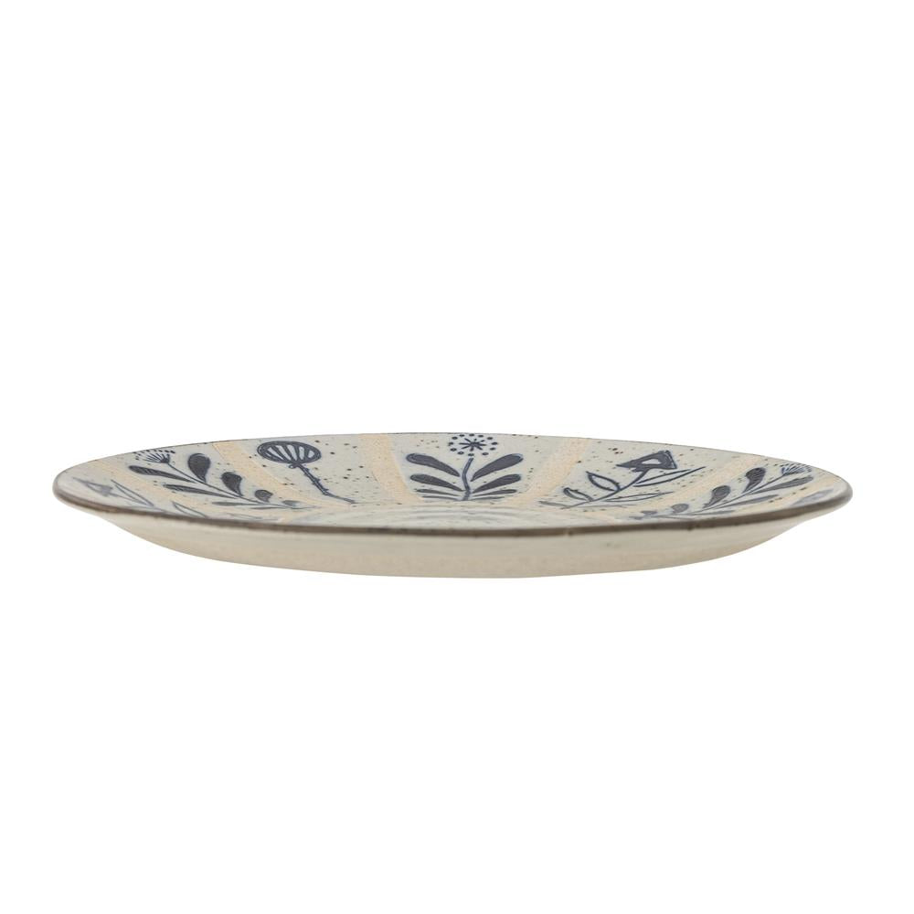 Bloomingville Leonie Teller in Beige/Blau, 21cm, aus Steingut