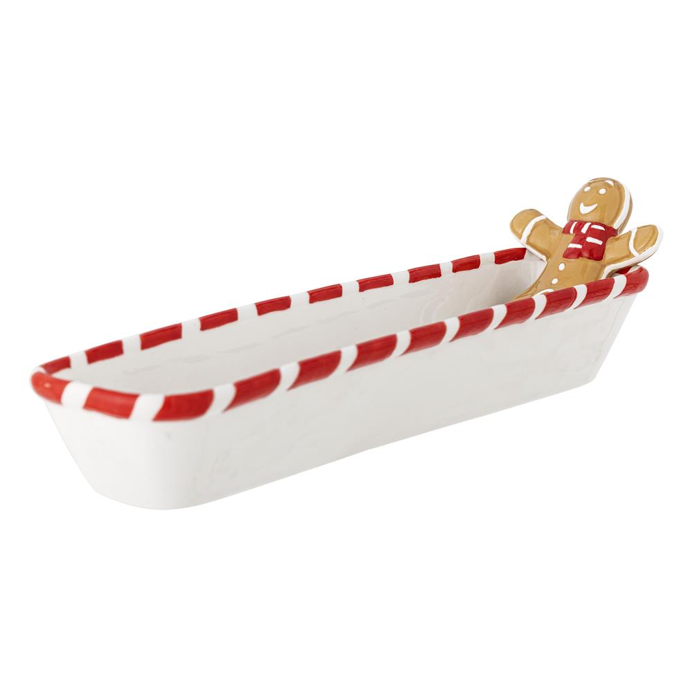 Bloomingville Ginnie Servierschale – Servierplatte mit Lebkuchenmann, Weihnachten, dänisches Design