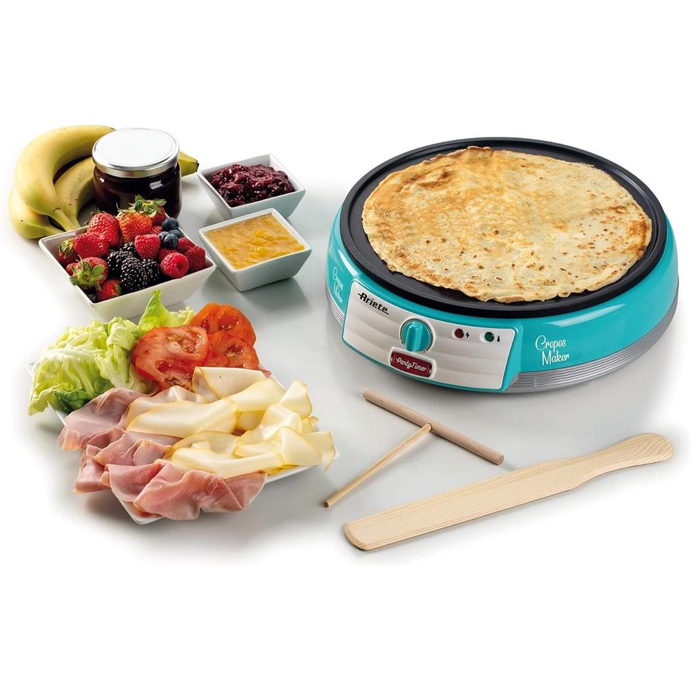 Ariete Party Time Crepes-Maker, Blau, Crepes-Maschine, Retro-Design, 50er Jahre-Stil