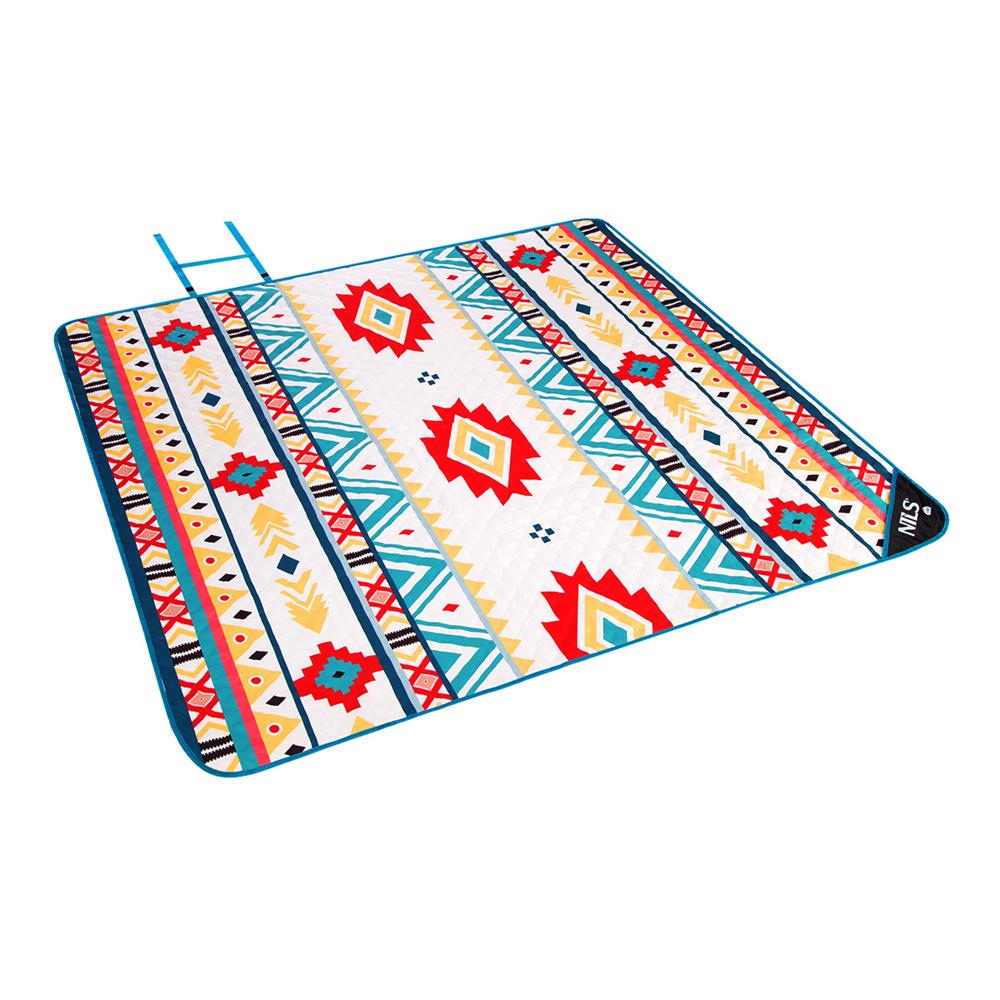 NILS CAMP Picknickdecke Aztec 195x200 cm - Outdoor Decke für Strand, Garten & Camping