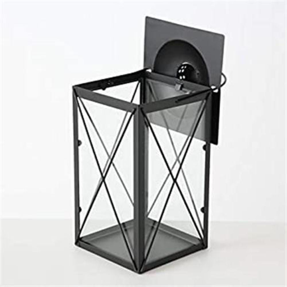 BOLTZE Laterne Farol 30cm Schwarz Metall Windlicht Kerzenhalter Landhaus-Design