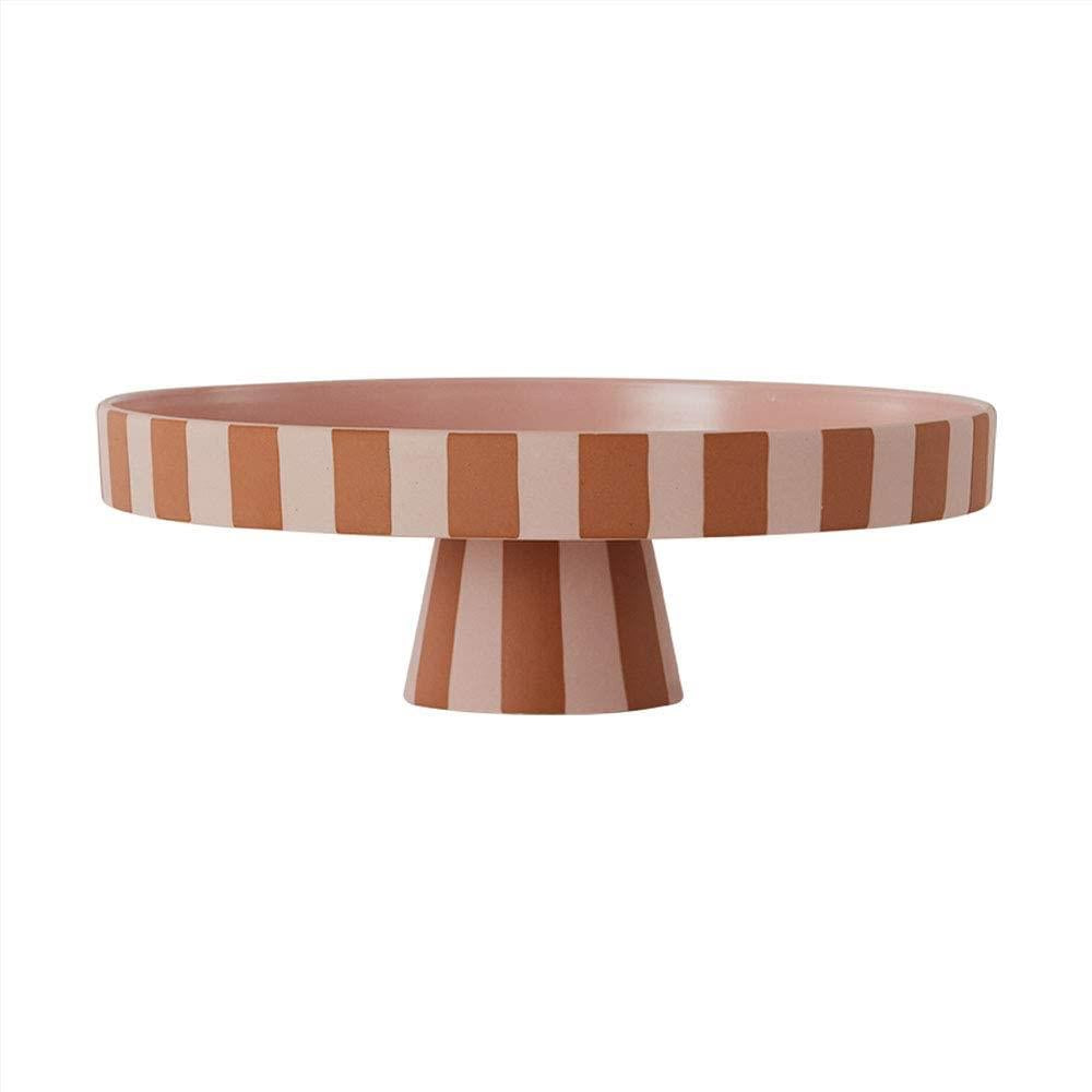 OYOY Toppu Tablett - 27x9 cm, Caramel/Rosa gestreift - als Tortenständer, Tortenplatte, Obstschale