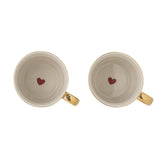 Bloomingville Jolly Tassen, 2er Set – mit Herzen und Turteltauben, Weihnachten, dänisches Design