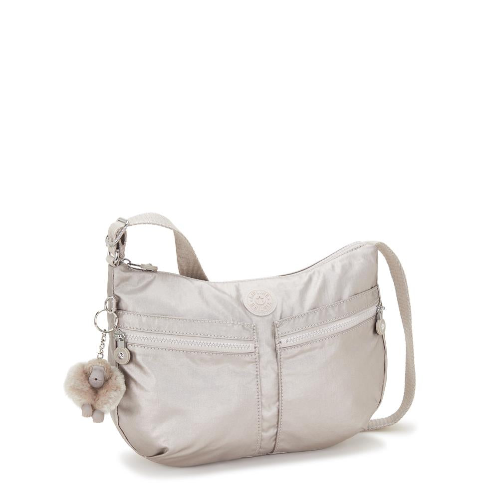 Kipling IZELLAH, mittelgroße Schultertasche, Metallic Glow (beige), Umhängetasche mit viel Stauraum