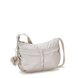 Kipling IZELLAH, mittelgroße Schultertasche, Metallic Glow (beige), Umhängetasche mit viel Stauraum