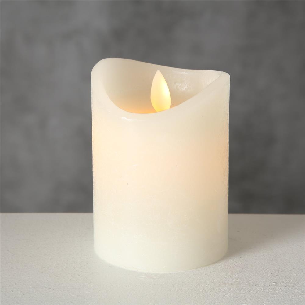 BOLTZE LED-Kerze Bino 10cm Cremeweiß flammenlose Stumpenkerze batteriebetrieben