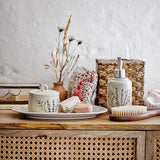 Bloomingville Bea Tablett, Natur, 28,5x18cm, Steingut, mit Blumenmotiv, dänisches Design