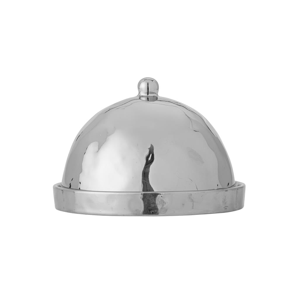 Bloomingville Shine Butterdose Silber Steingut Butterglocke mit Deckel
