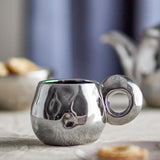 Bloomingville Shine Tasse Silber Steingut D10xH8 cm – verchromte Keramiktasse