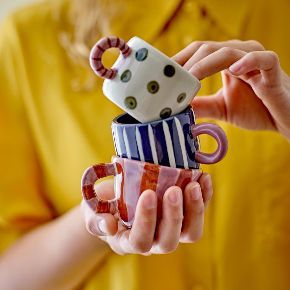 Bloomingville Nini Tasse Grün Steingut D6,5xH5 cm – grüne handbemalte Tasse