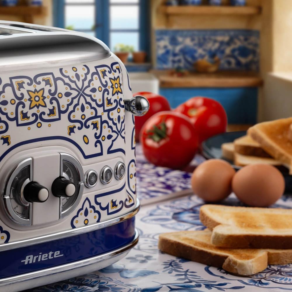 Ariete Capri Toaster, Mediterranes Design, 4-Scheiben-Toaster mit 6 Bräunungsstufen
