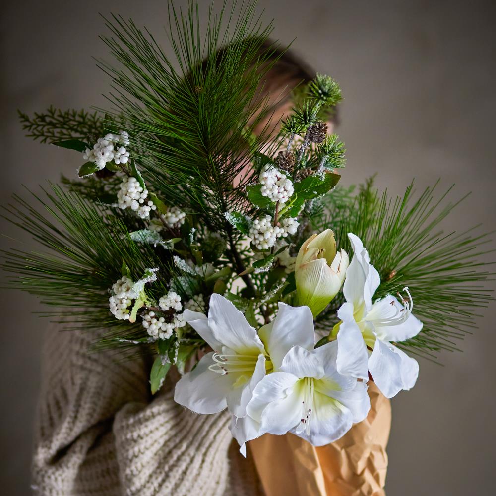 Bloomingville Kristin Blumenstrauß weiß Kunstblumen Arrangement 105 cm festliche Dekoration