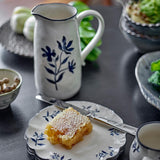 Bloomingville Eimy Teller 4er Set D20,5 cm blau - Steingut Teller mit Blumenmotiv für Tischdeko