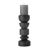 Bloomingville Bowen Kerzenhalter, Schwarz, Kiefernholz, 27,5 cm, skulptural, modern, dekorativ