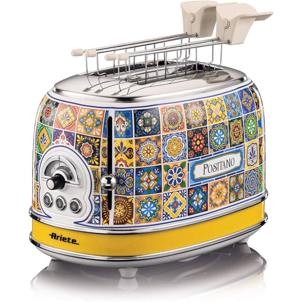 Ariete Positano Toaster, Mediterranes Design, 2-Scheiben-Toaster mit Sandwichzangen