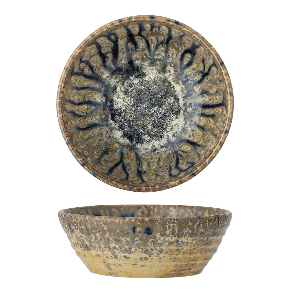 Bloomingville Milani Schale, 300 ml – Handgefertigte Steingutschale in Blau mit perlmuttartiger Glasur