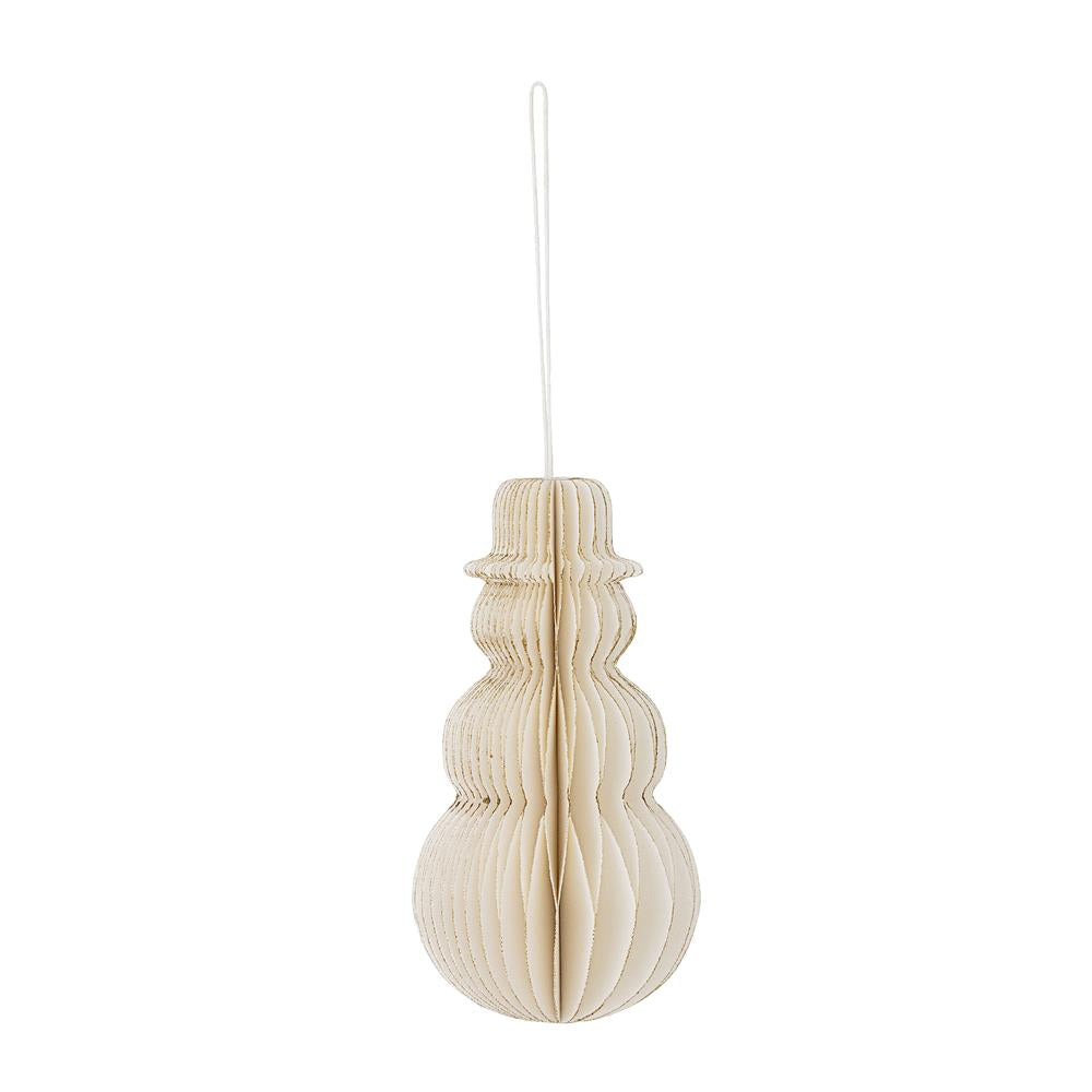 Bloomingville Felip Baumschmuck Schneemann aus Papier Weiß Weihnachtsanhänger