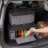 NILS CAMP Transportbox XL 70L Grau-Schwarz - große klappbare Campingbox für Auto & Outdoor