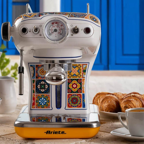Ariete Positano Espressomaschine, Mediterranes Design, Siebträger Kaffeemaschine, 15 Bar