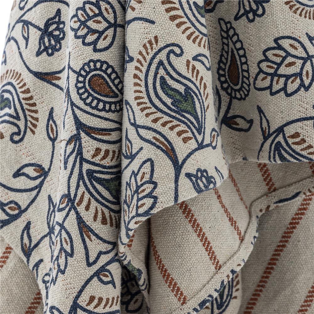 Bloomingville Paisley Decke 160x130 cm bunt - Plaid aus recycelter Baumwolle mit Paisleymuster für Sofa