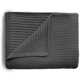 Mushie Gestrickte Babydecke Rippenmuster, Dark Gray Melange, aus 100% Bio-Baumwolle
