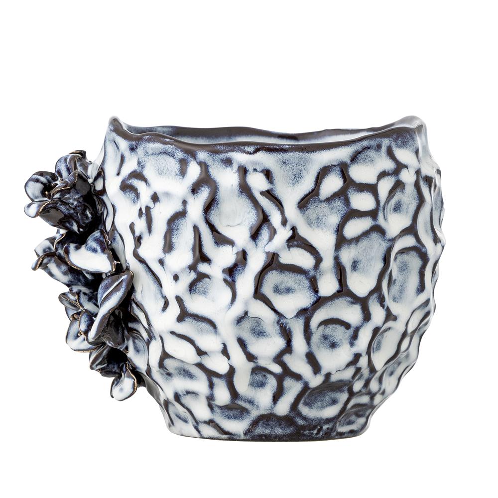 Bloomingville Malina Blumentopf Blau Steingut Landhausstil 17cm