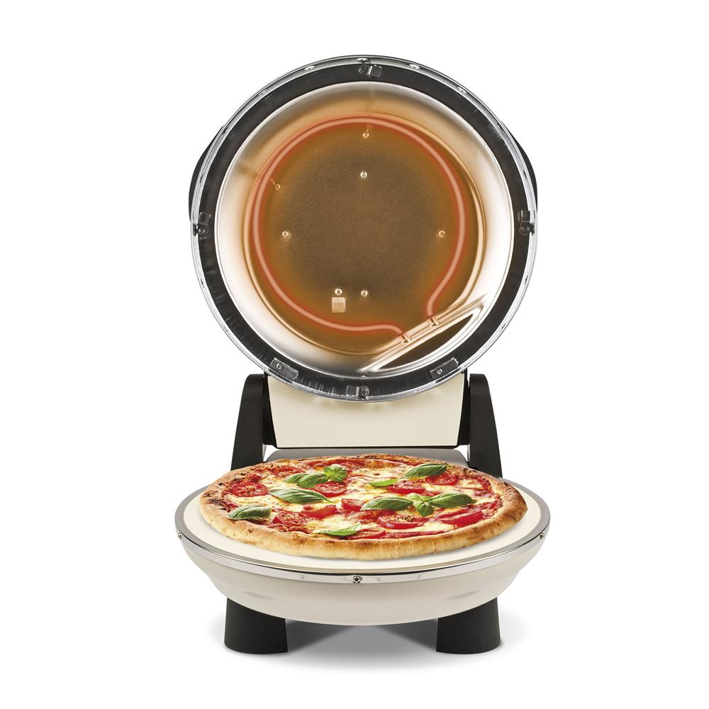 G3Ferrari elektrischer Pizzaofen Napoletana mit Pizzastein Icy Cream Pizzamaker 1200W für Pizza Ø 31cm beige Limitierte Edition