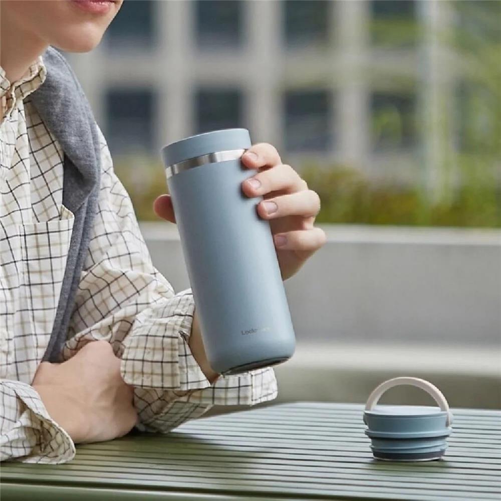LocknLock Metro Thermobecher 475 ml Blau - Edelstahl Tumbler auslaufsicher mit Griff