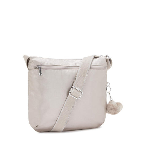 Kipling ARTO M, Mittelgroße Umhängetasche, Metallic Glow (beige), Schultertasche mit Reißverschluss