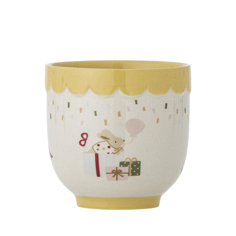 Bloomingville MINI Celebrate Tasse, Gelb, Steingut, Kinderbecher, Kindertasse, dänisches Design