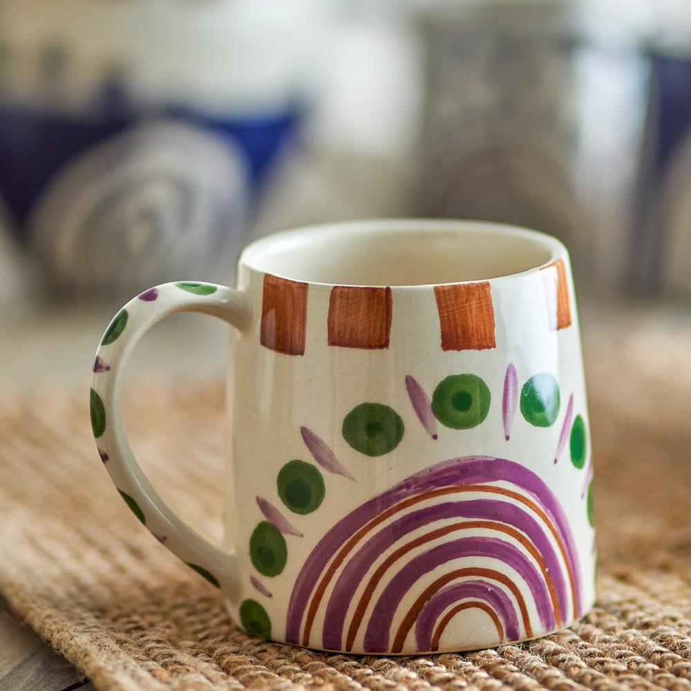 Bloomingville Shama Tasse Grün/Braun Steingut D8,5xH8 cm – bunte Keramiktasse