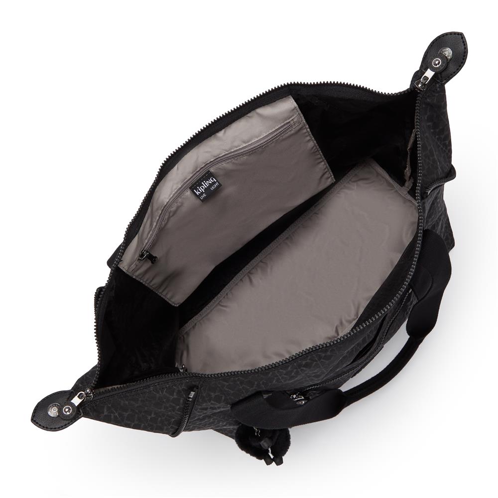 Kipling ART M, multifunktionale Tragetasche, Signature Emb (schwarz), Reisetasche mit Trolleyhalterung