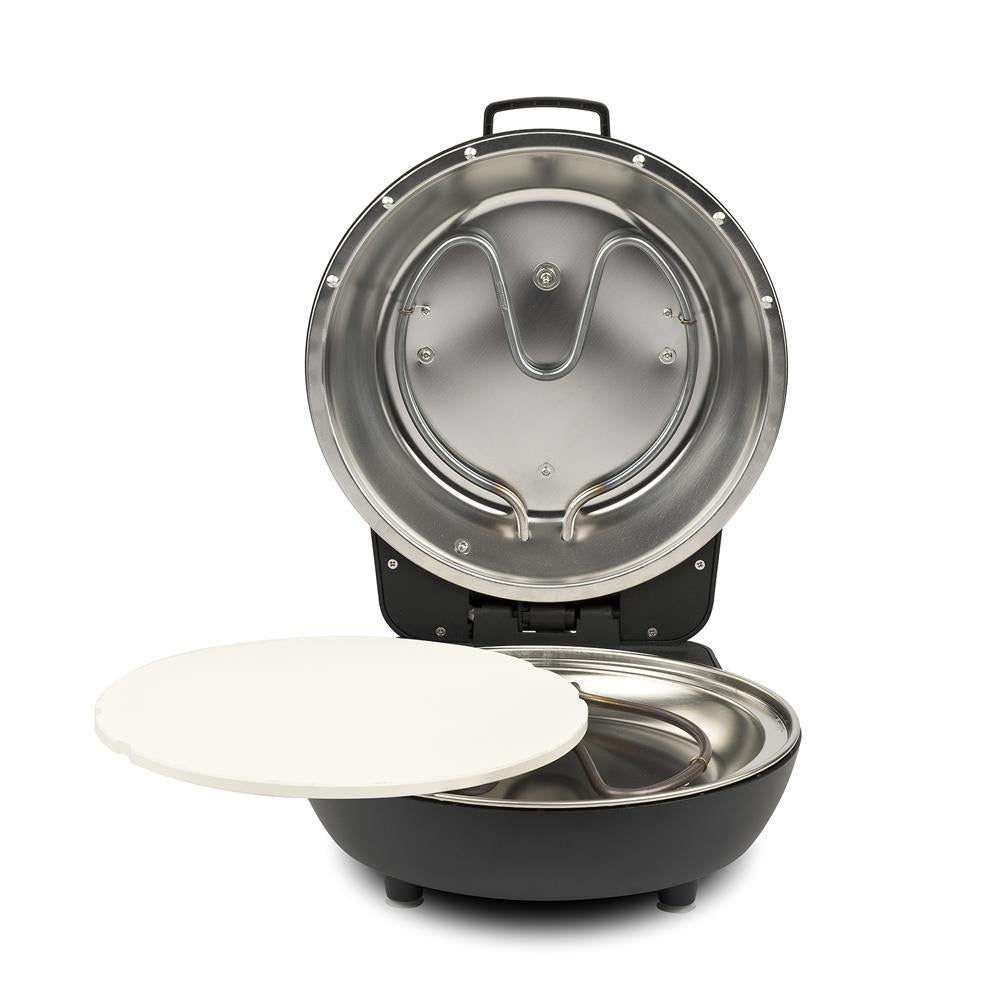 G3Ferrari Pizzaofen Pizza Pummarola schwarz Pizzamaker bis zu 420 °C 1200W 2 feuerfeste Steinplatten