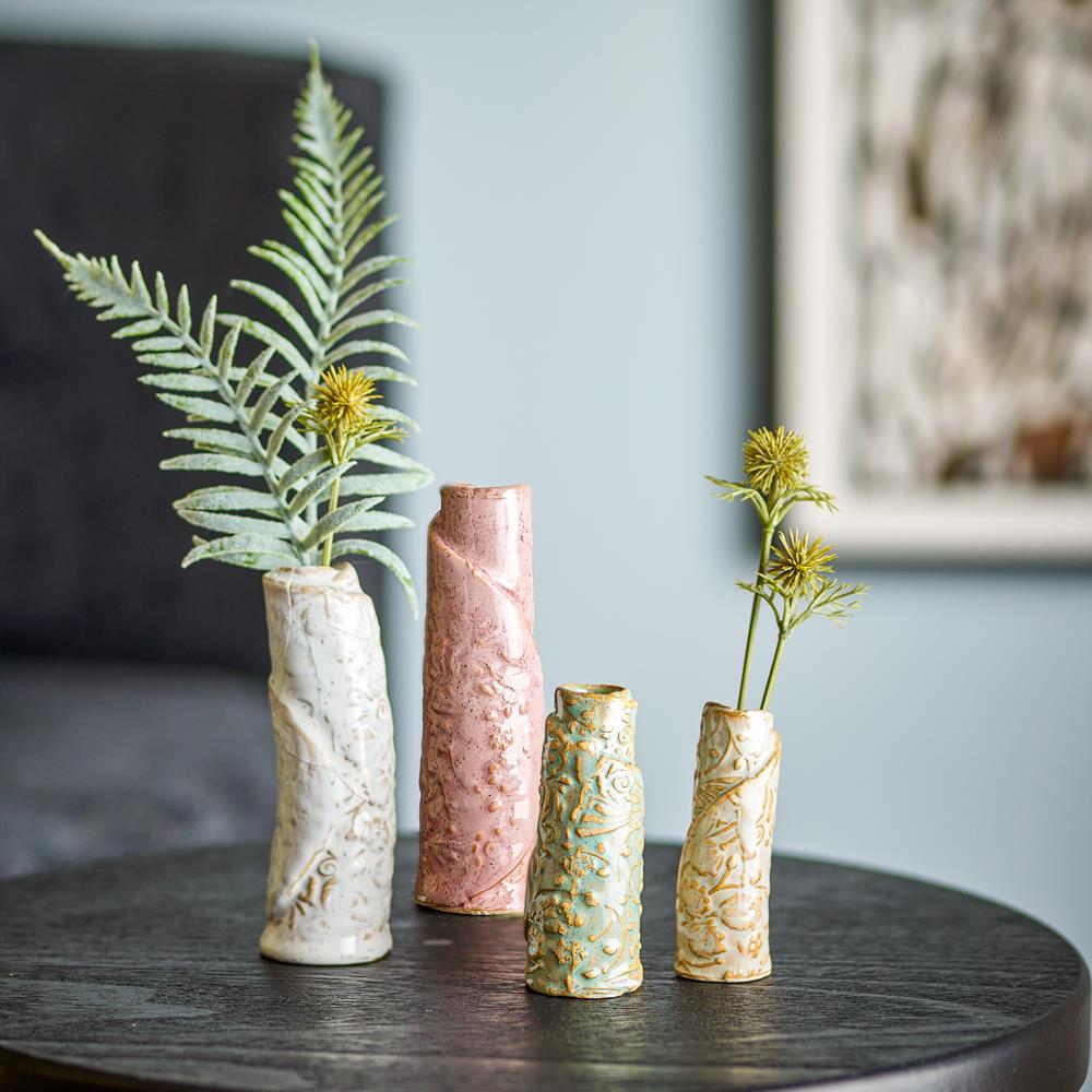 Bloomingville Temple Vase Bunt Steingut 4er Set Mini-Vasen