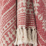 Bloomingville Oia Weihnachtsdecke, Rot, Baumwolle, 160x130 cm mit Schneeflocken-Muster