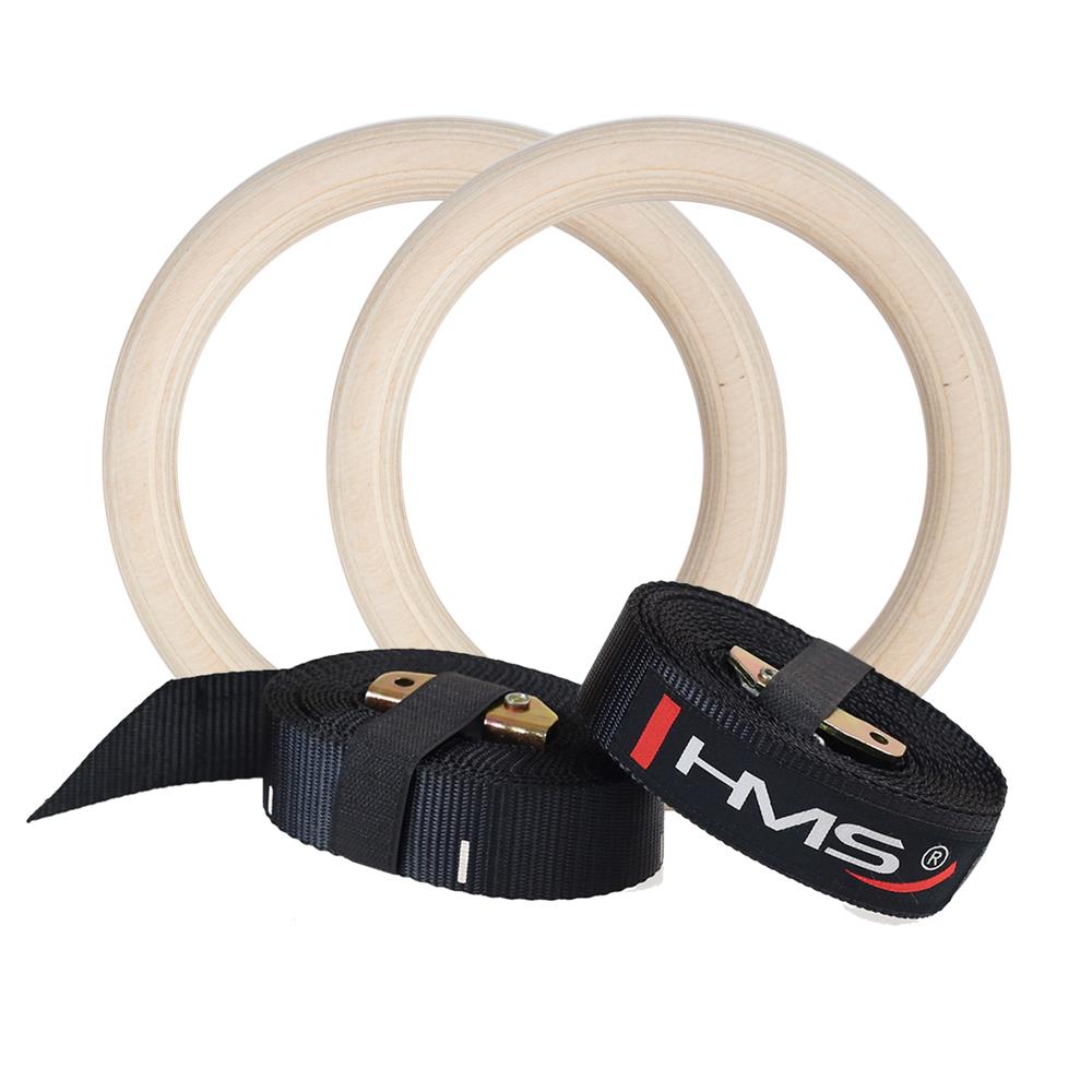 Gymnastikringe Holz 230 mm mit Gurten 200 kg | HMS Premium TX07