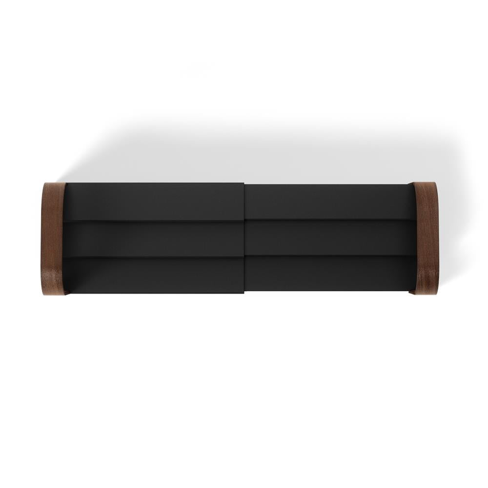 Umbra Bellwood Dreistufiges Gewürzregal, Erweiterbarer Küchen Organizer in Schwarz/Walnuss