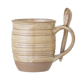 Bloomingville Moss Tasse mit Löffel Steingut Beige 500 ml 10 x 14 x 11 cm