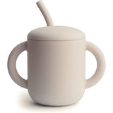 Mushie Silikon-Trinklernbecher mit Strohhalm, Shifting Sand, BPA-frei