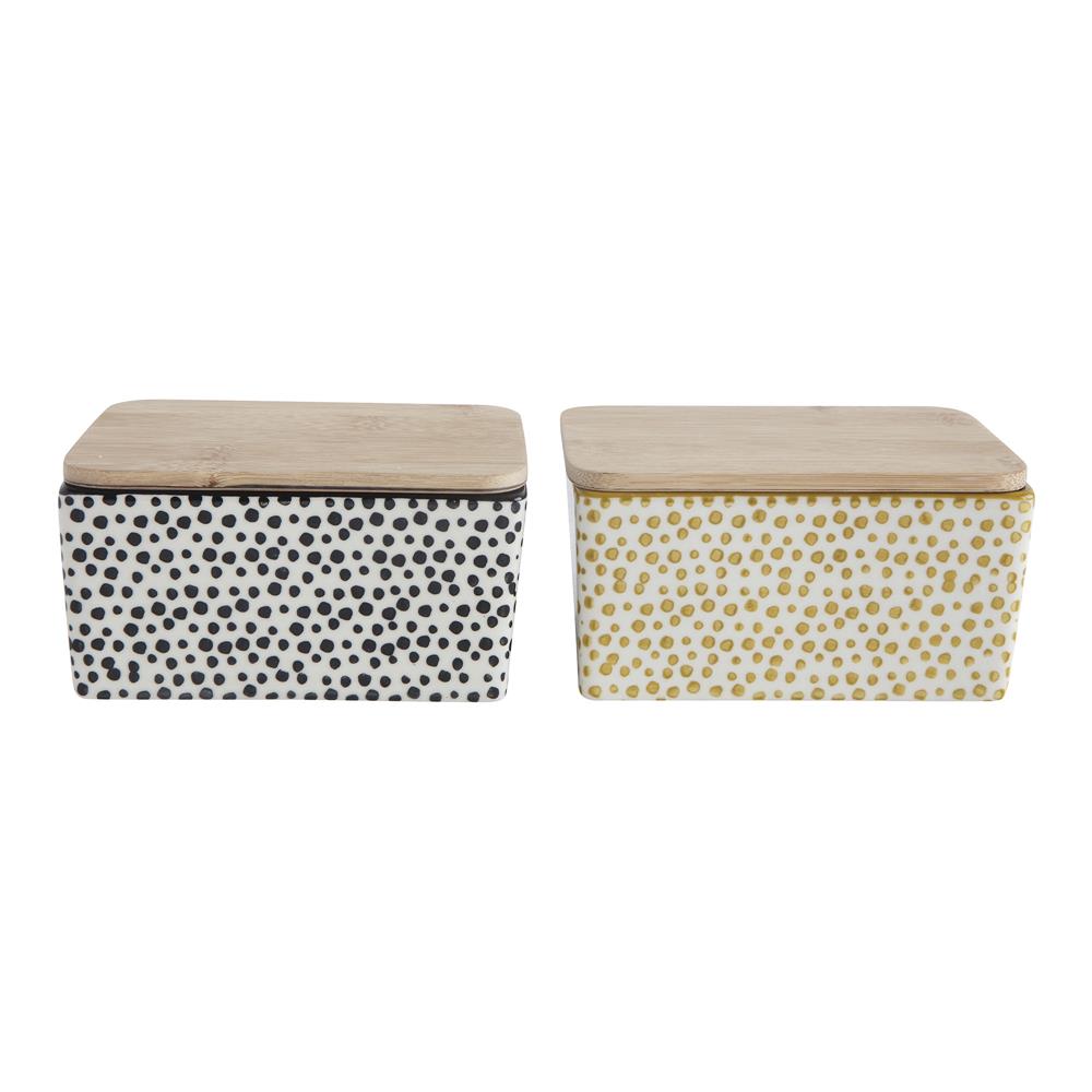 Bloomingville Poppy 2er Set Butterdosen mit Bambus-Deckel Butterkästchen Butterbox dänisches Design