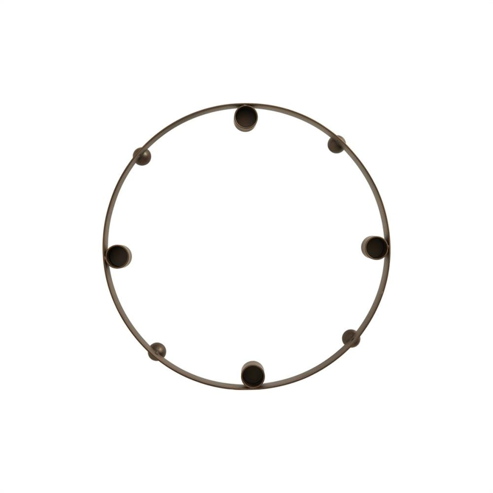 OYOY Perle Adventskerzenhalter – Rund, Ø 31,5, aus gebräuntem Messing beschichtetem Metall