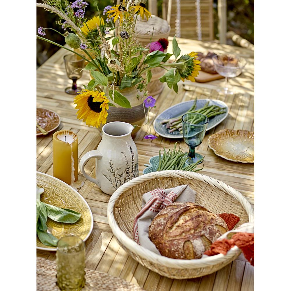 Bloomingville Bea Wasserkrug in Beige 1,5L aus Steingut mit Blumenmotiv im dänischen Design
