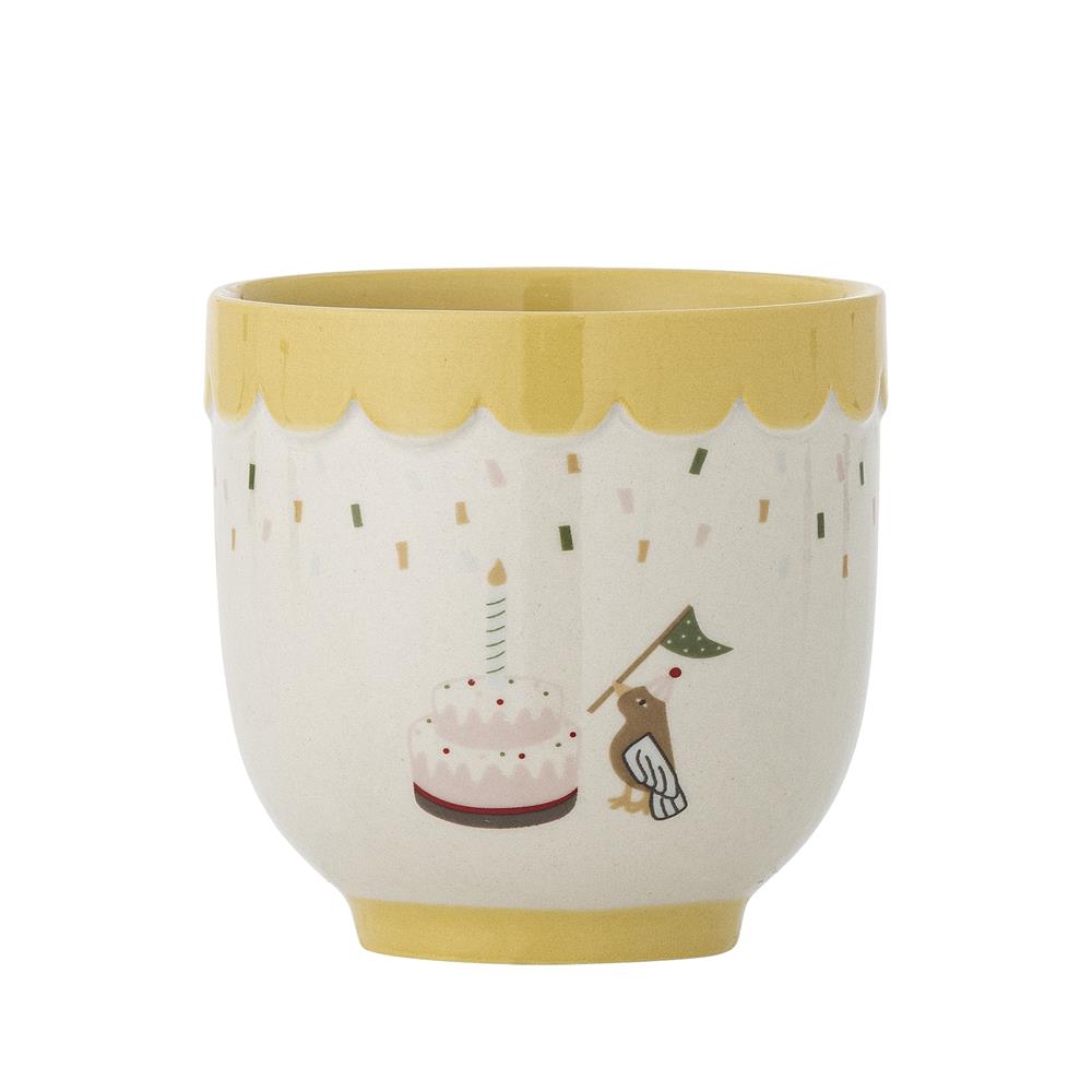 Bloomingville MINI Celebrate Tasse, Gelb, Steingut, Kinderbecher, Kindertasse, dänisches Design