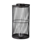 Bloomingville Effie Laterne mit Glas, 29x50,5 cm, aus Bambus in Schwarz