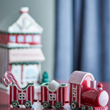 Bloomingville Gloria Deko Weihnachtszug Rot Keramik Weihnachtsdeko 35 cm